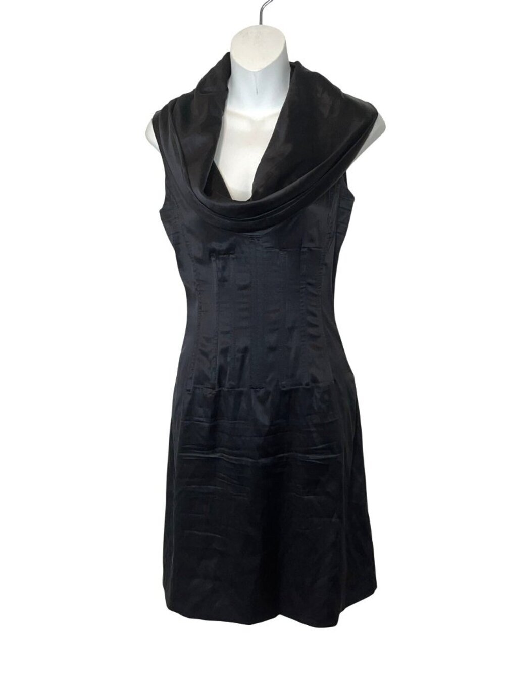 Dolce & Gabbana Elegant Black Cowl Neck Sleeveless Satin A-Line Dress Size 40